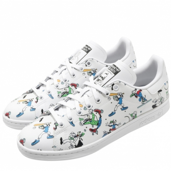 DISNEY X ADIDAS STAN SMITH GOOFY WHITE BLACK - Picture 2 of 8